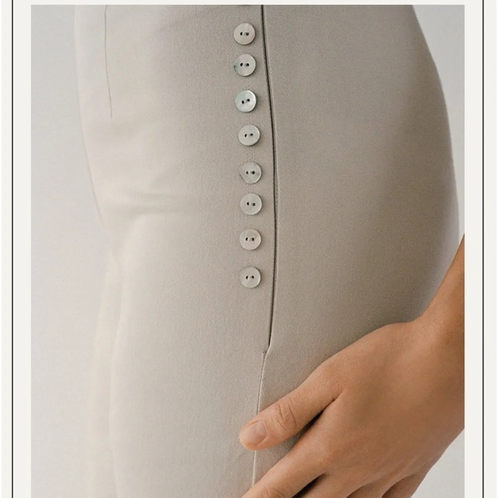 Norte Organic Cotton Cream Pantin Straight leg Pants & Ares Crop Top Coord Set